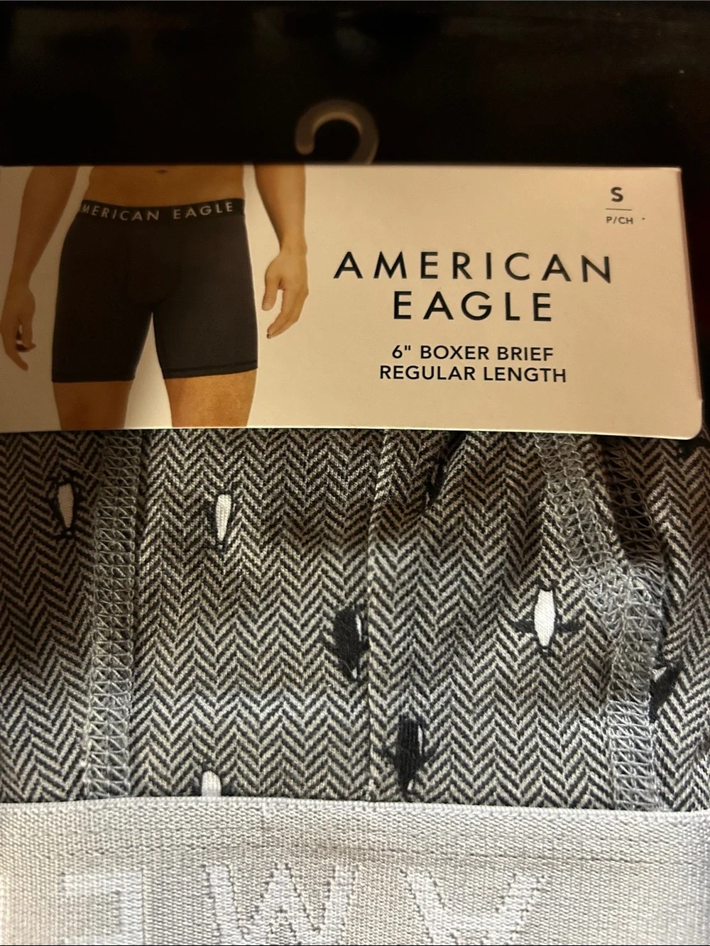 American Eagle Black and Gray Herringbone Boxer Briefs size S